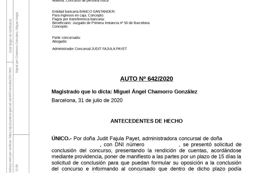 AUTO de BEPI perdonant un deute total de 24.356,26€!!