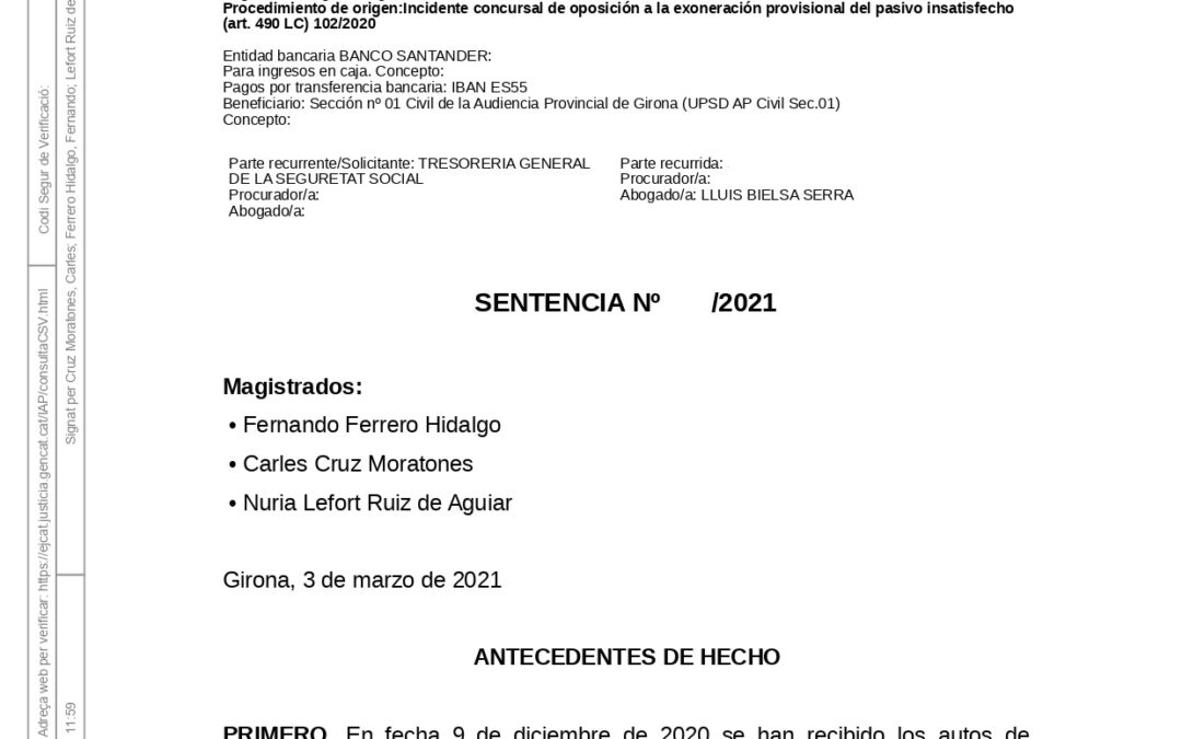 SENTENCIA AUDIENCIA PROVINCIAL DE GIRONA